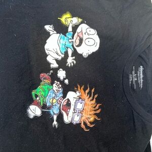 Nickelodeon Black T-Shirt with Colorful Characters